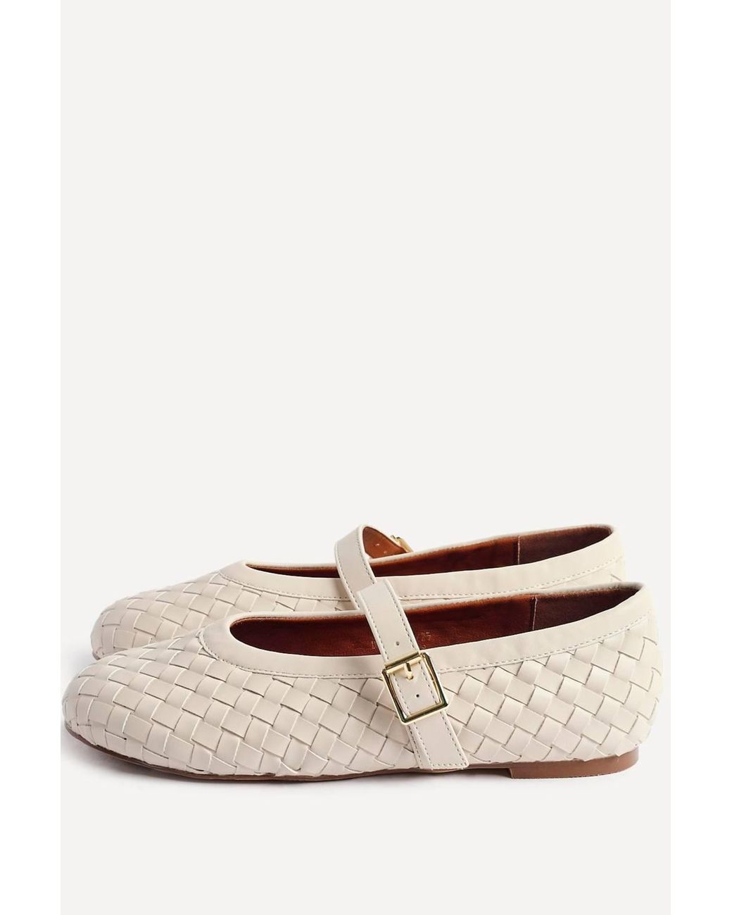 Linzi White Daily Nude Faux Leather Woven Mary Jane Pump