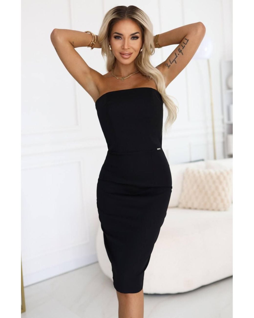 Love Lace Black Off The Shoulder Corset Midi Pencil Dress