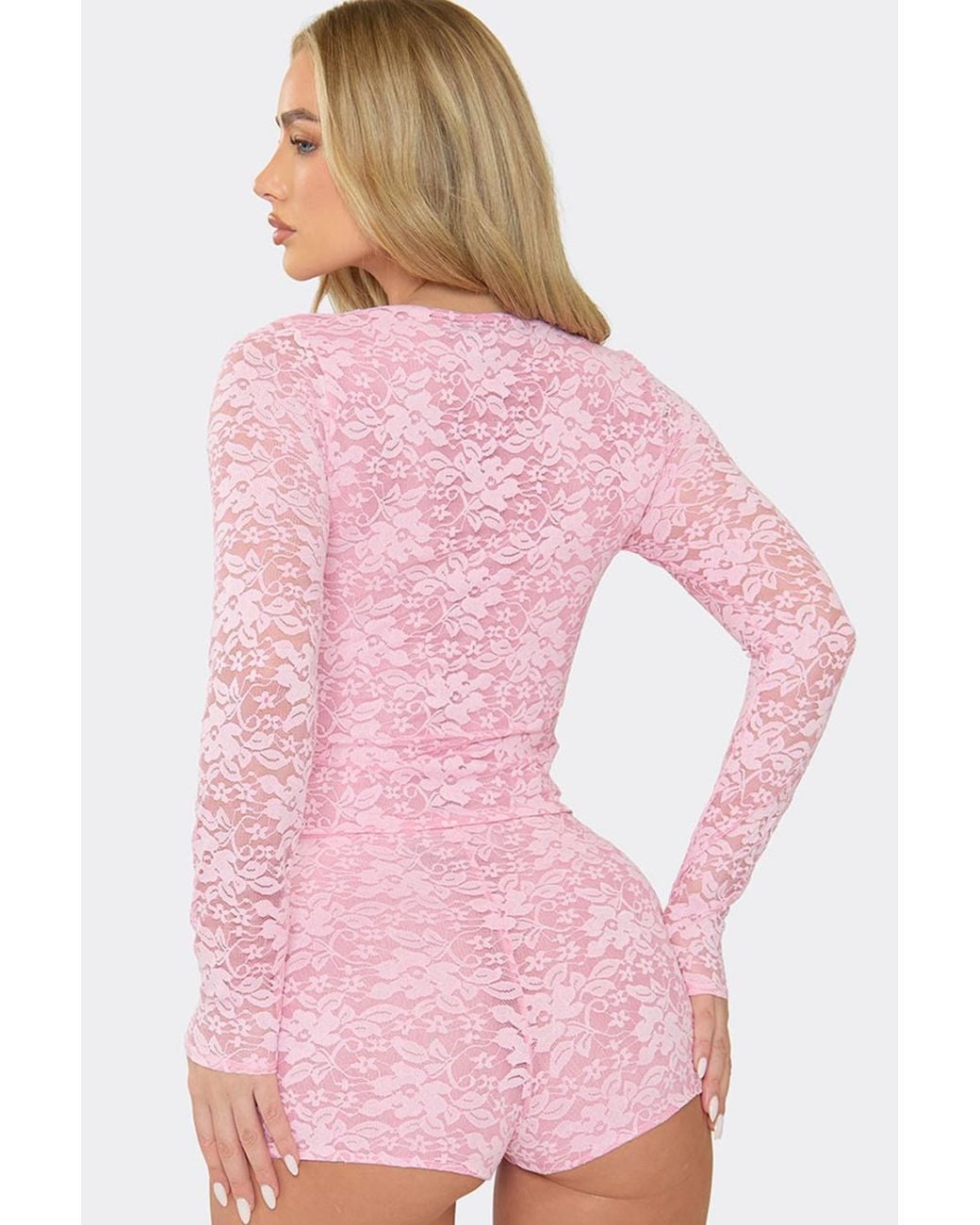 EGO Pink Lace Mid Rise Mini Shorts