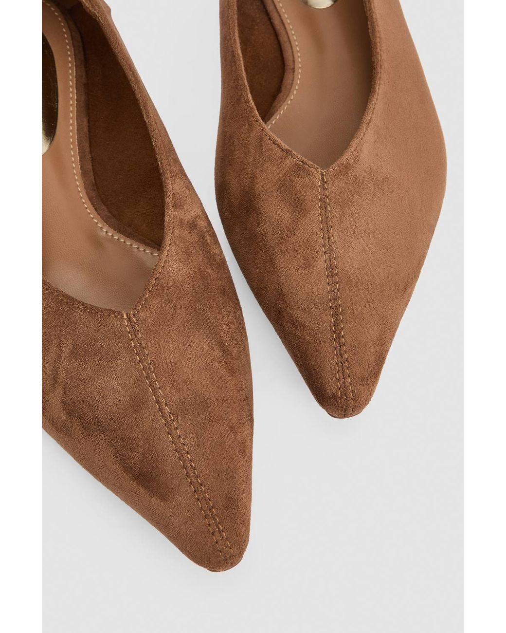Oasis Brown Faye Faux Suede Pointed Toe Ballet Flats