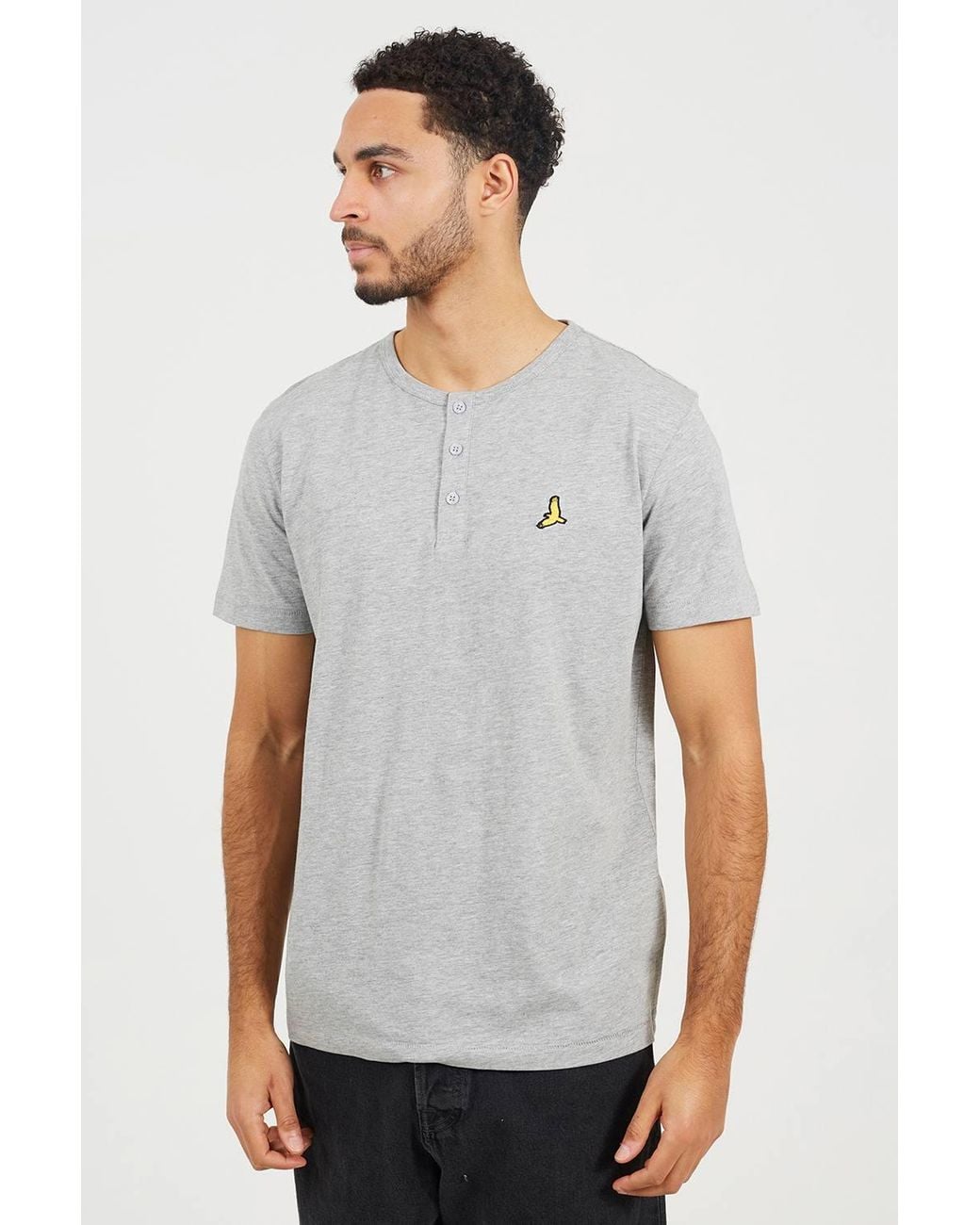 Brave Soul Black 3 Pack Cotton Crew Neck Button Front T-Shirts for men