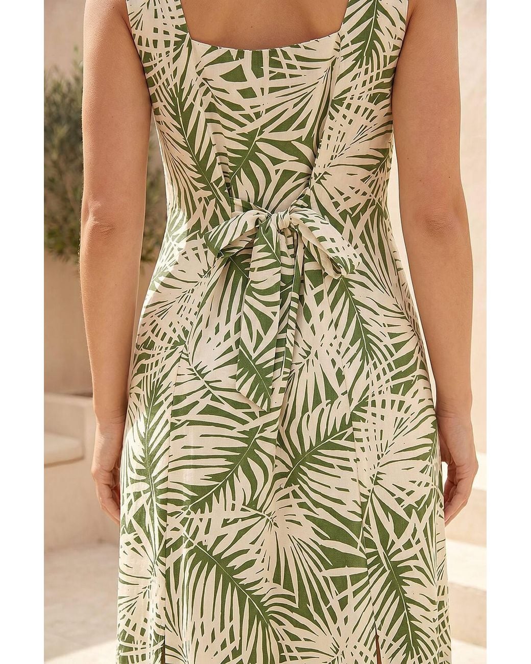 Roman Natural Petite Leaf Print Button Midi Dress
