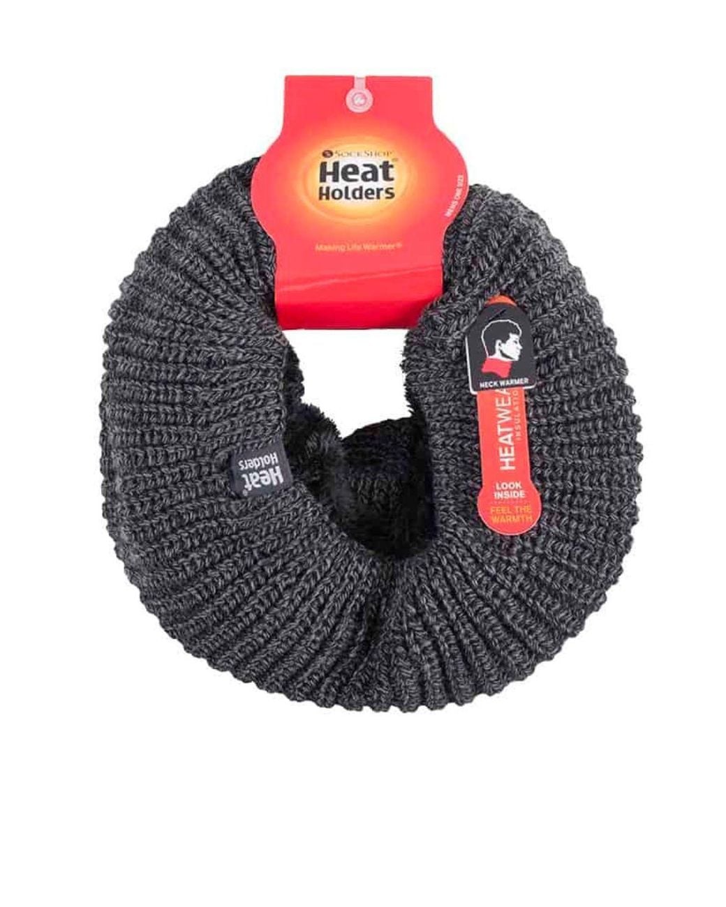 Heat Holders Blue Winter Warm Fleece Lined Chunky Knit Thermal Neck Warmer for men