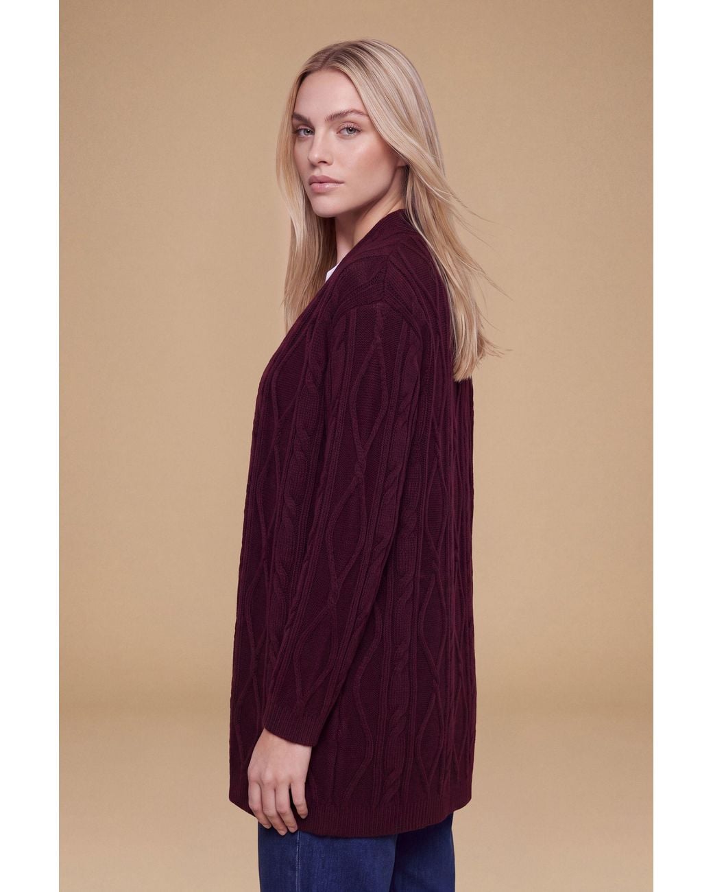 Dorothy Perkins Blue Longline Cable Knitted Cardigan