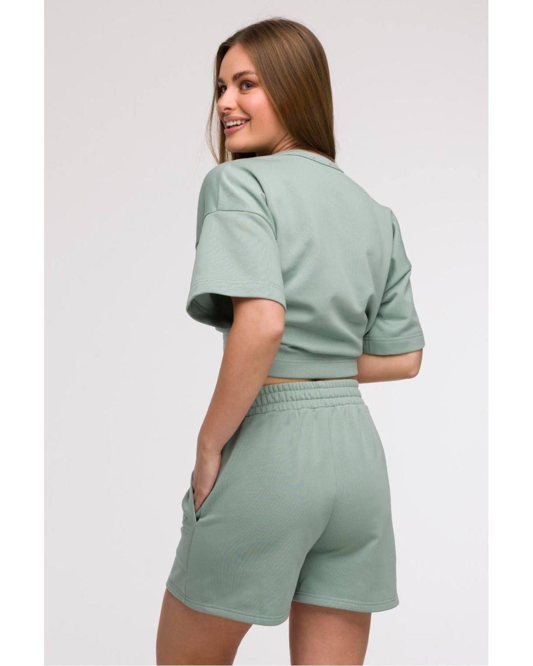 Love Lace Green High Waist Elastic Pocket Summer Shorts