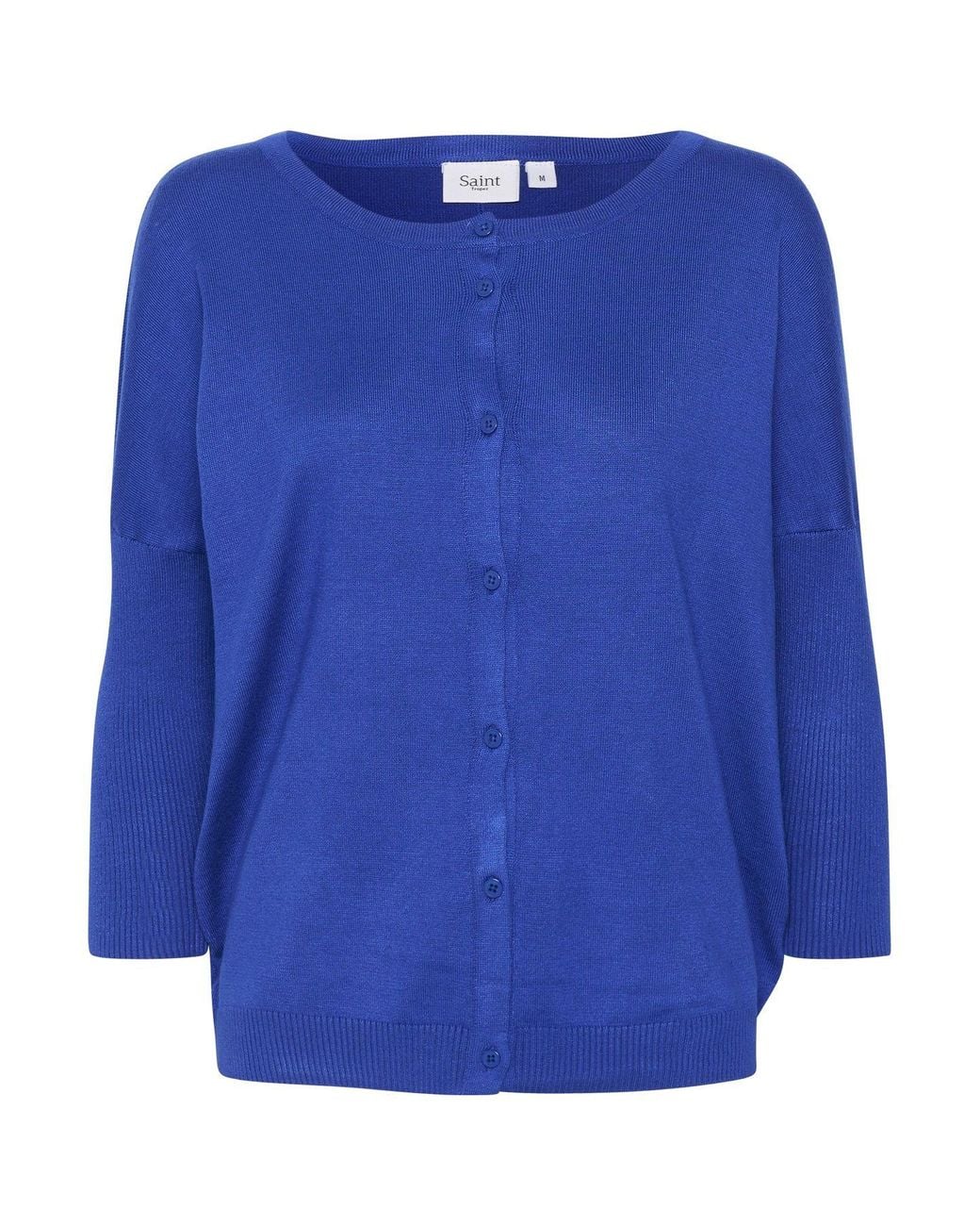 Saint Tropez Blue Mila Round Neck 3/4 Sleeve Cardigan