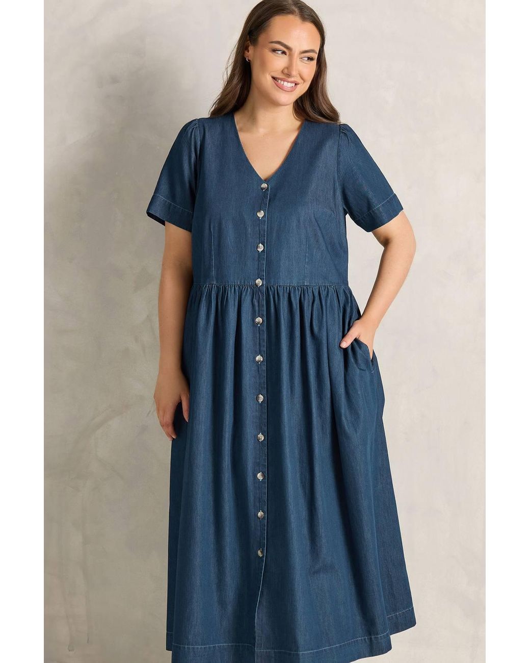 Evans Blue Cotton Denim Dress