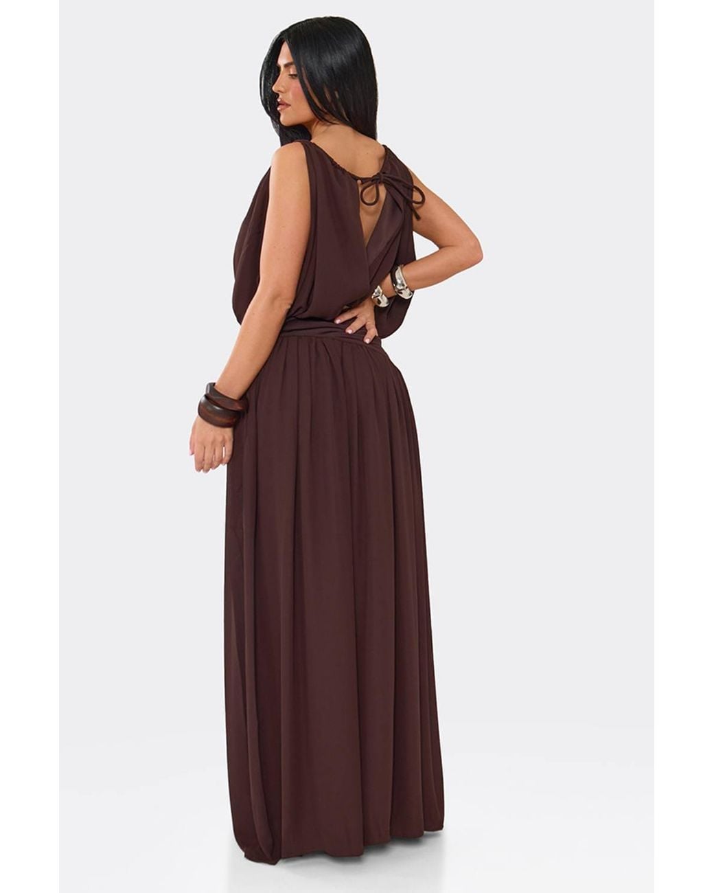 EGO Purple Ruched Woven Maxi Skirt