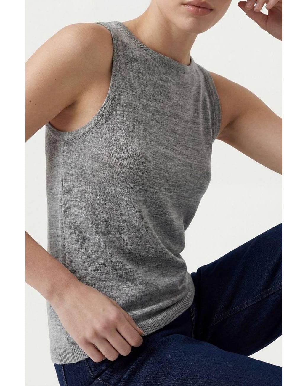 Bigdart Gray Ribbed Sleeveless Crew Neck Tank Top