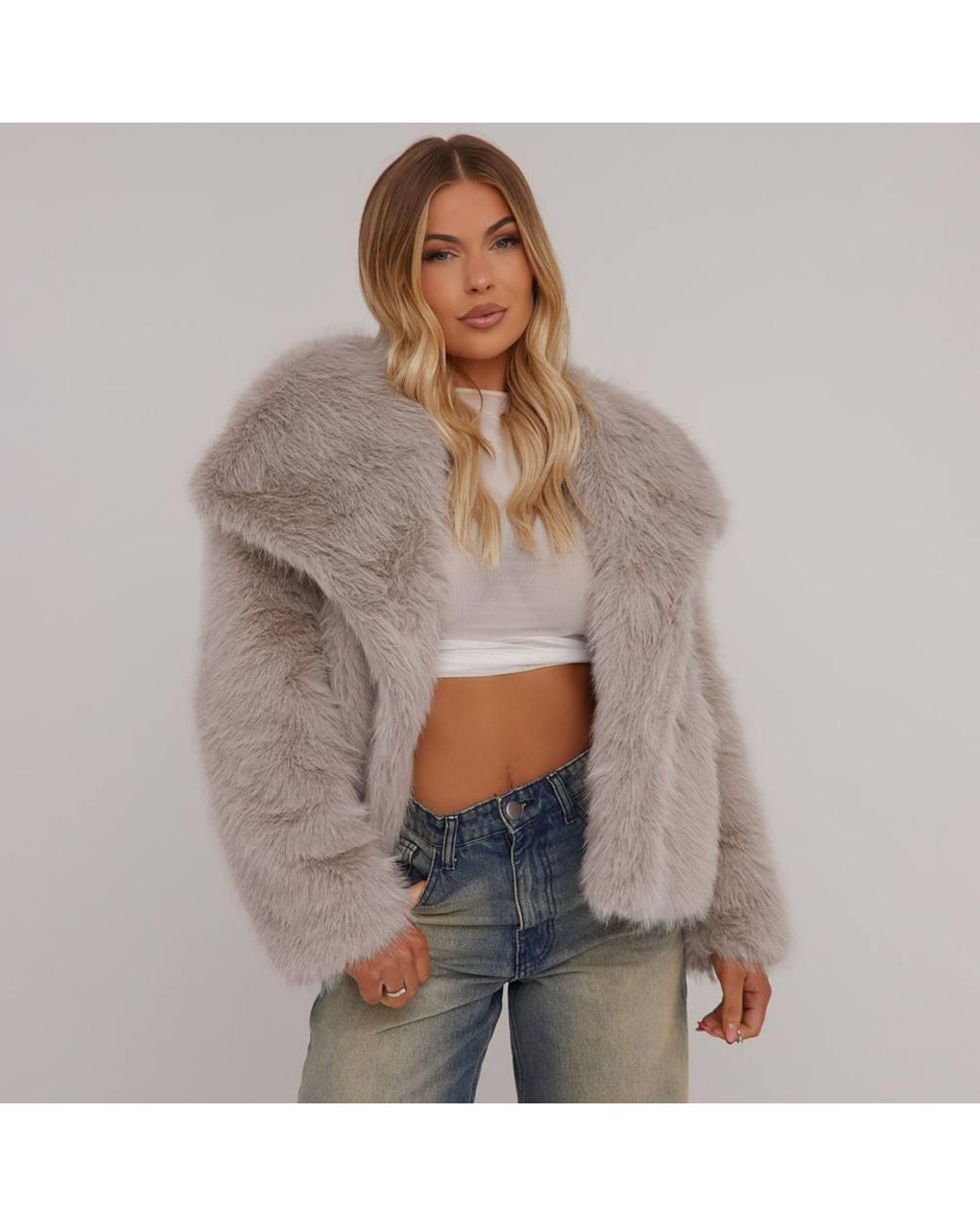 EGO Gray Long Sleeve Cropped Jacket