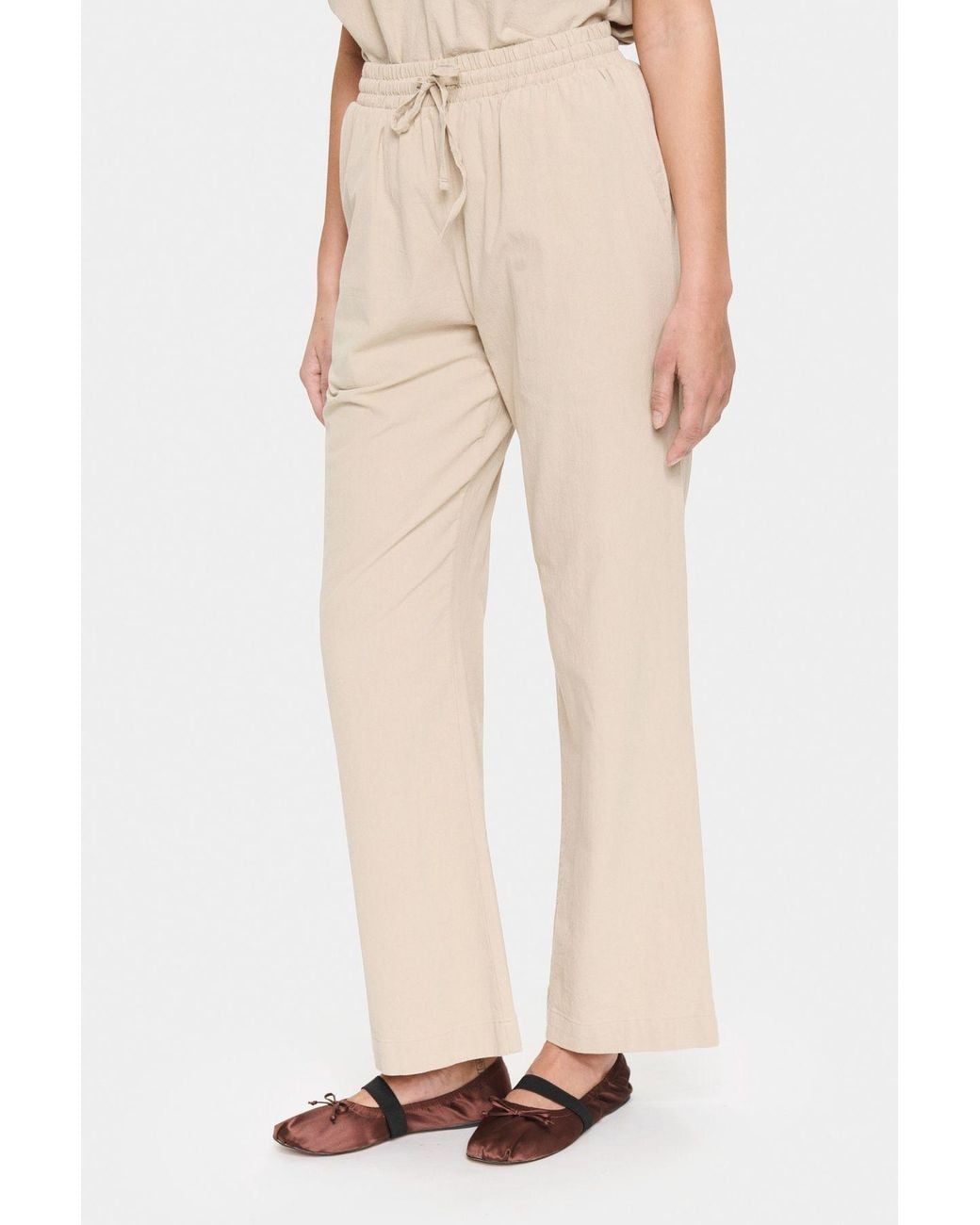 Saint Tropez Natural Zalinda High Waisted Drawstring Trousers