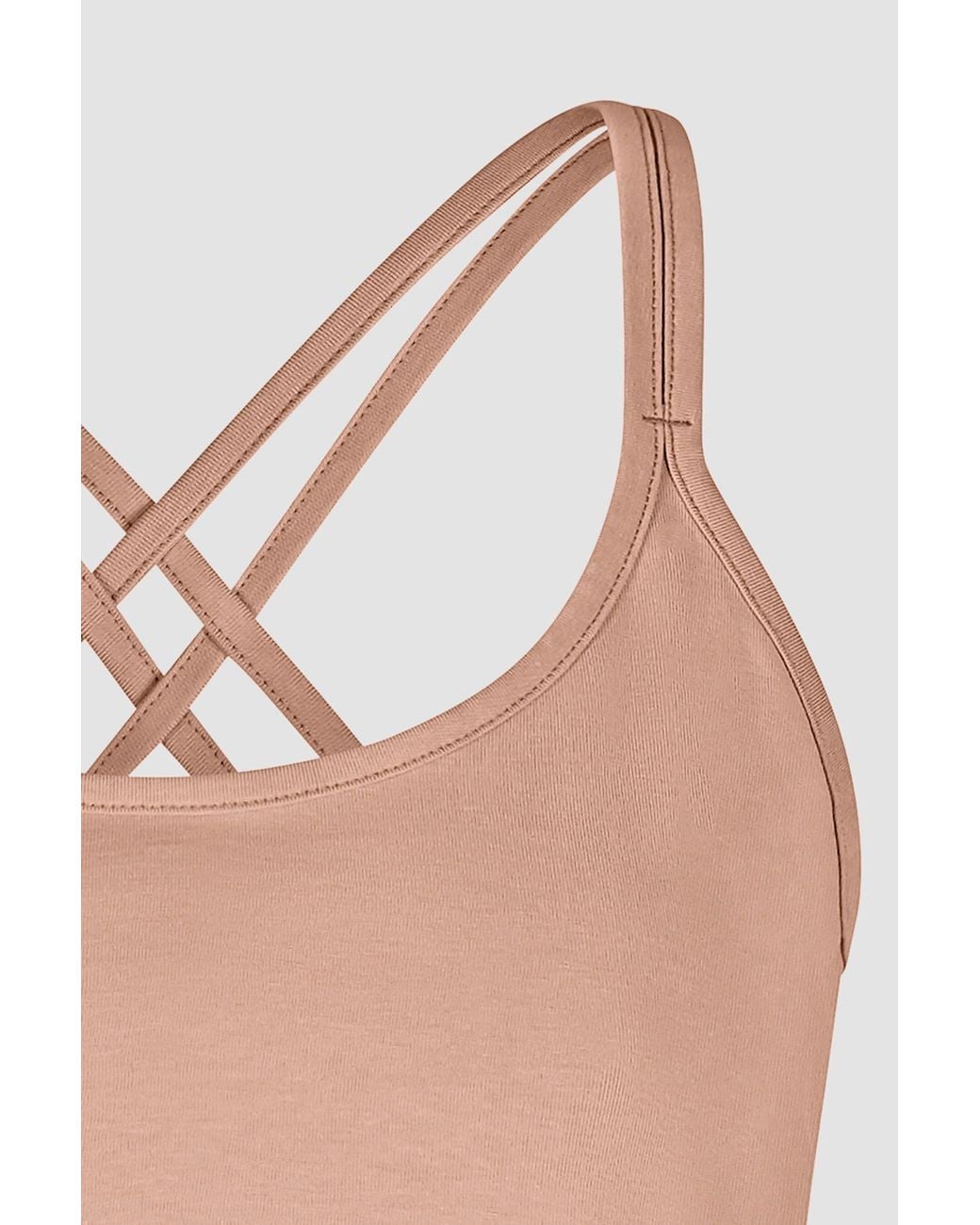 Enorsia Natural Cotton Stretch Cross Back Crop Cami Tops