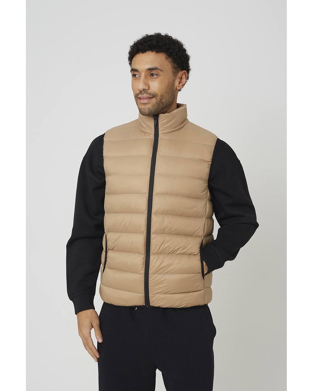Brave Soul Natural Quilted Padded Gilet for men