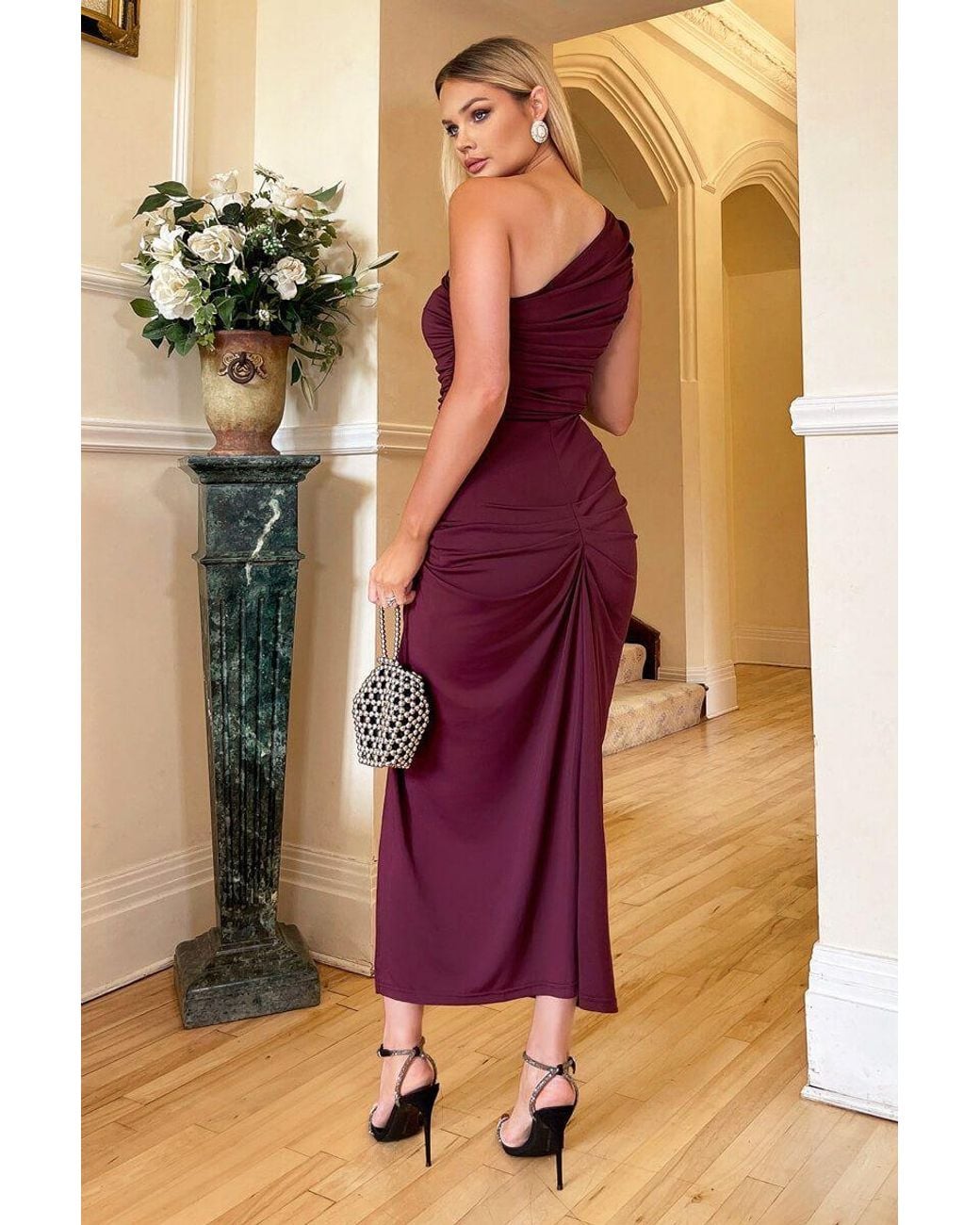 AX Paris Multicolor One Shoulder Knot Skirt Midi Dress