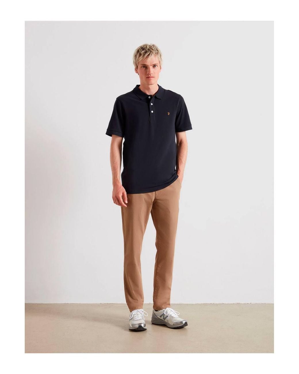 Farah Natural Elm Stretch Chino Trousers for men