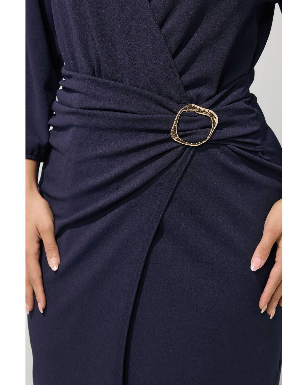 Yours Blue Buckle Wrap Midi Dress