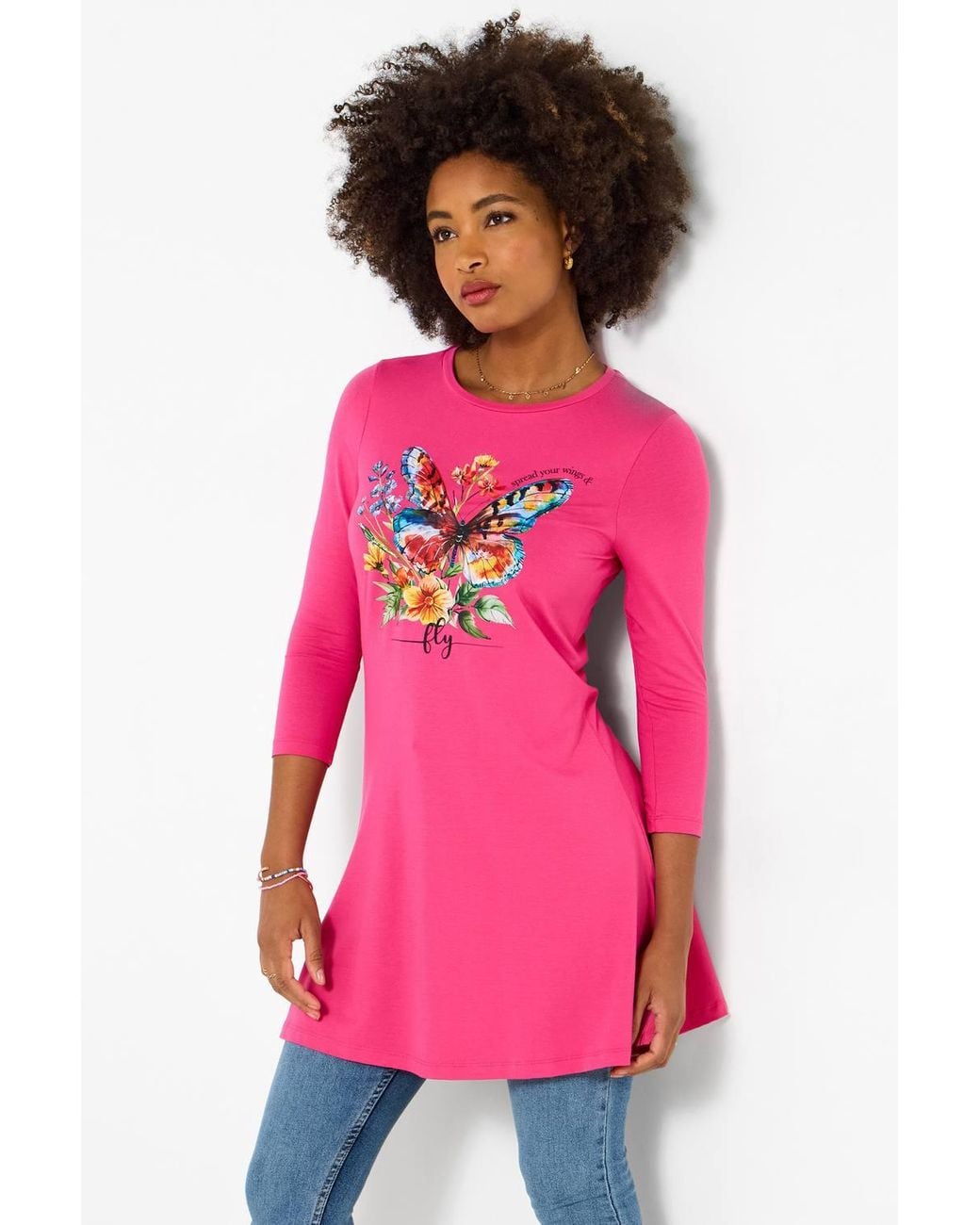 Joe Browns Pink Butterfly Graphic Tunic Top