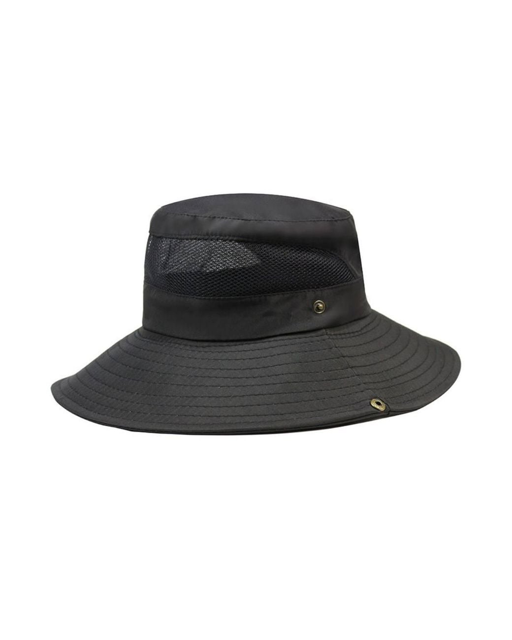KDMD Black Foldable Wide Brim Uv Sun Hat With Adjustable Chin Strap