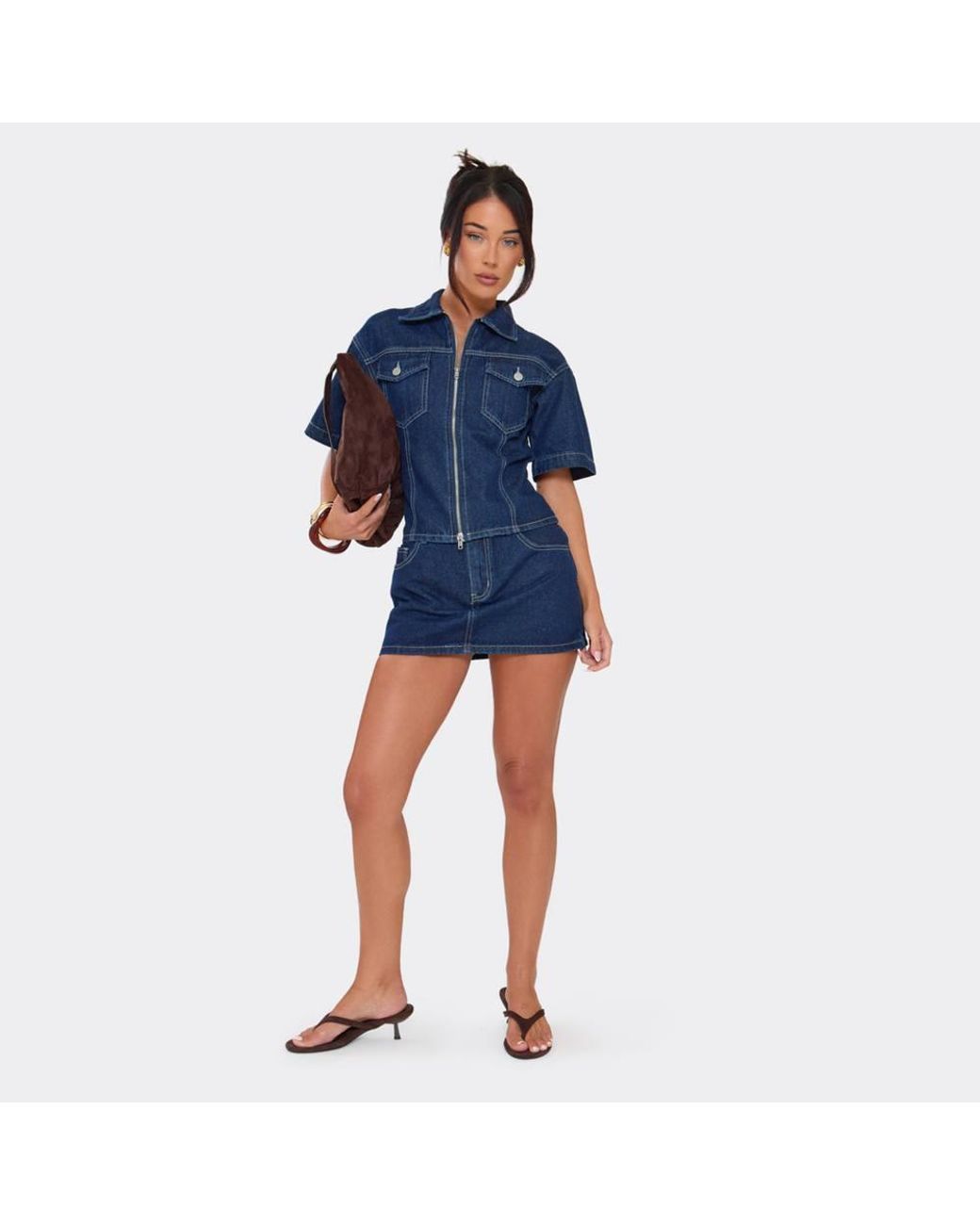EGO Blue Low Rise Mini Skirt