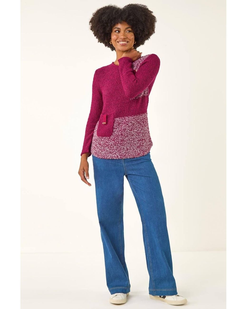 Roman Textured Colour Block Knit Jumper