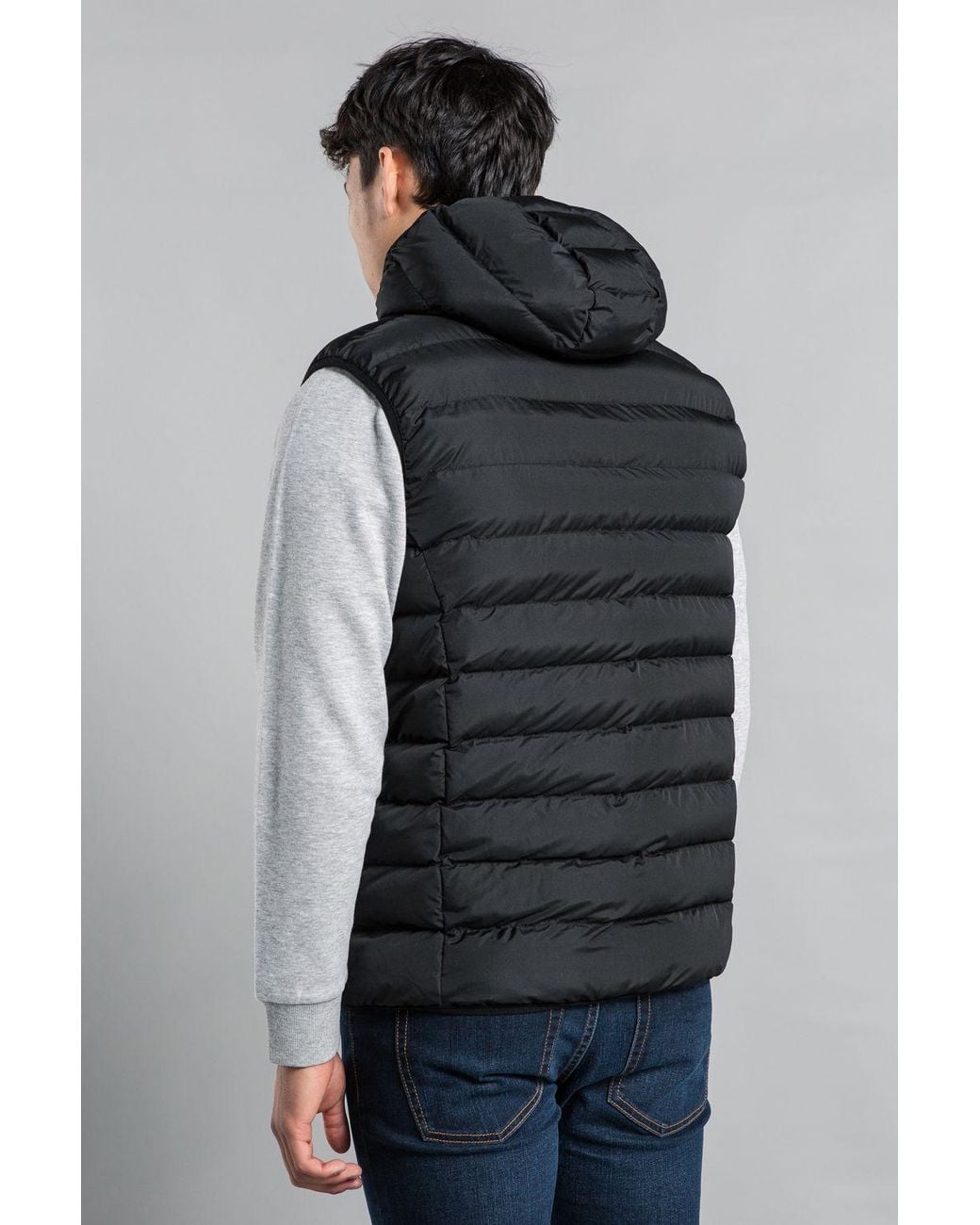 Tokyo Laundry Gray Padded Hooded Gilet With Full Zip for men