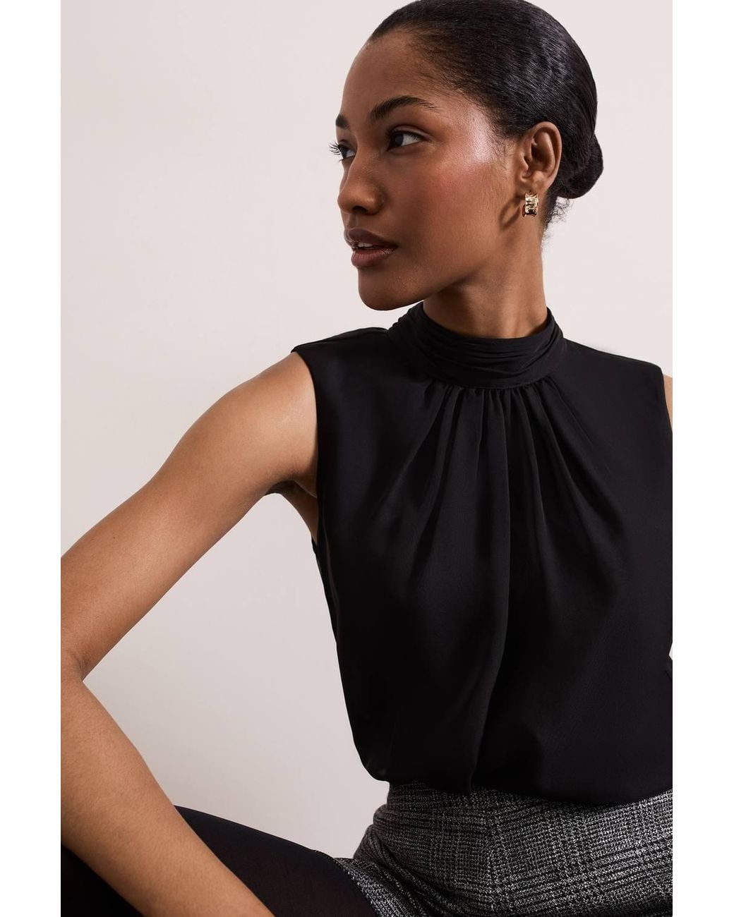 Phase Eight Black Nella High Neck Top