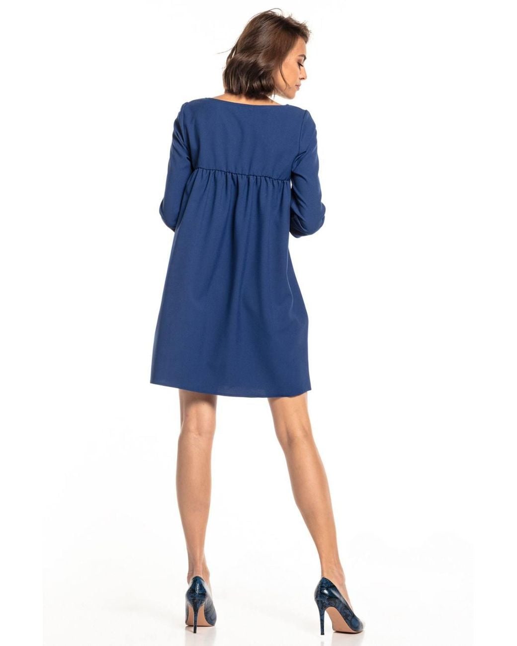 Love Lace Blue Pleated Back Daydress With Pockets