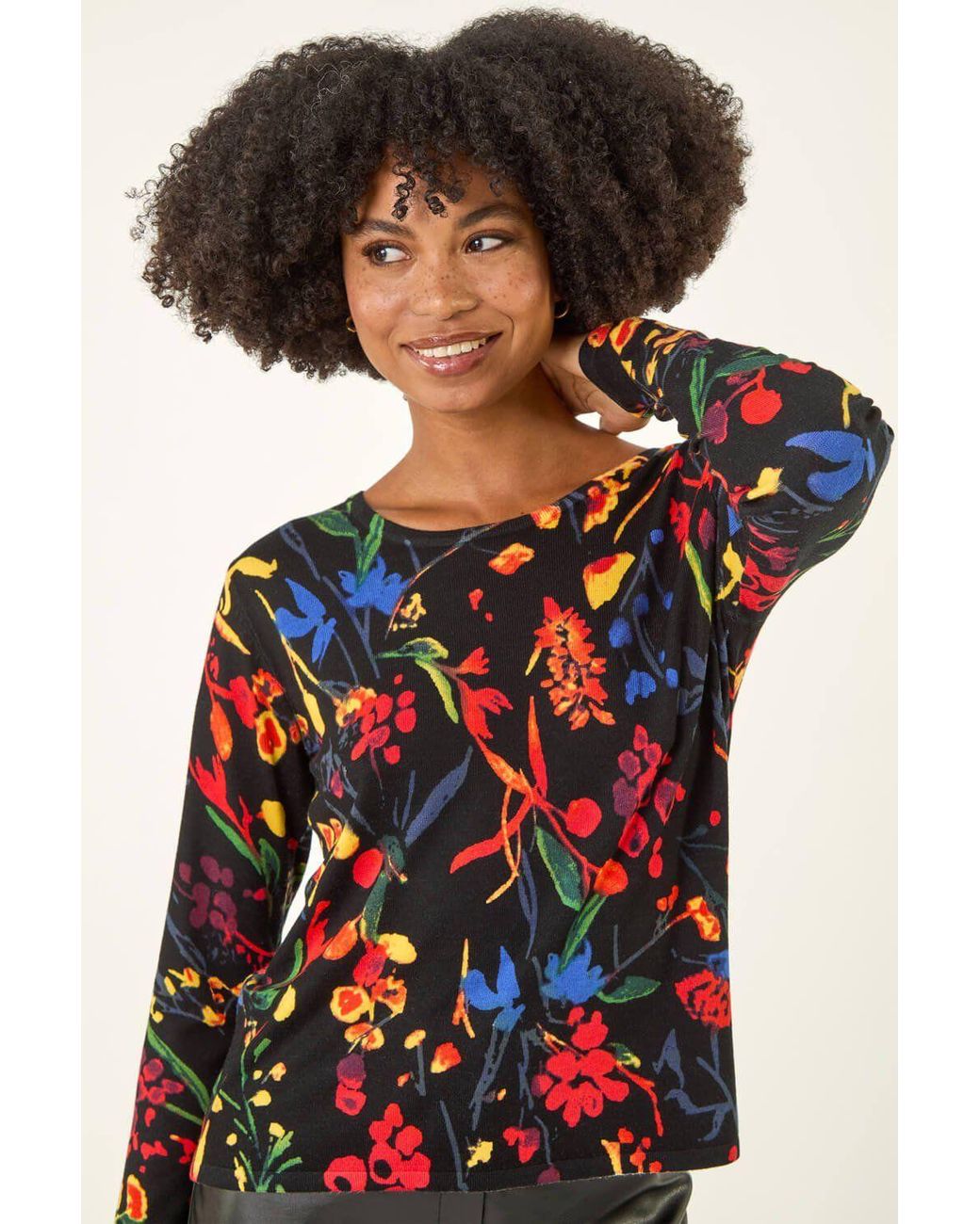 Roman Red Floral Print Soft Knit Jumper