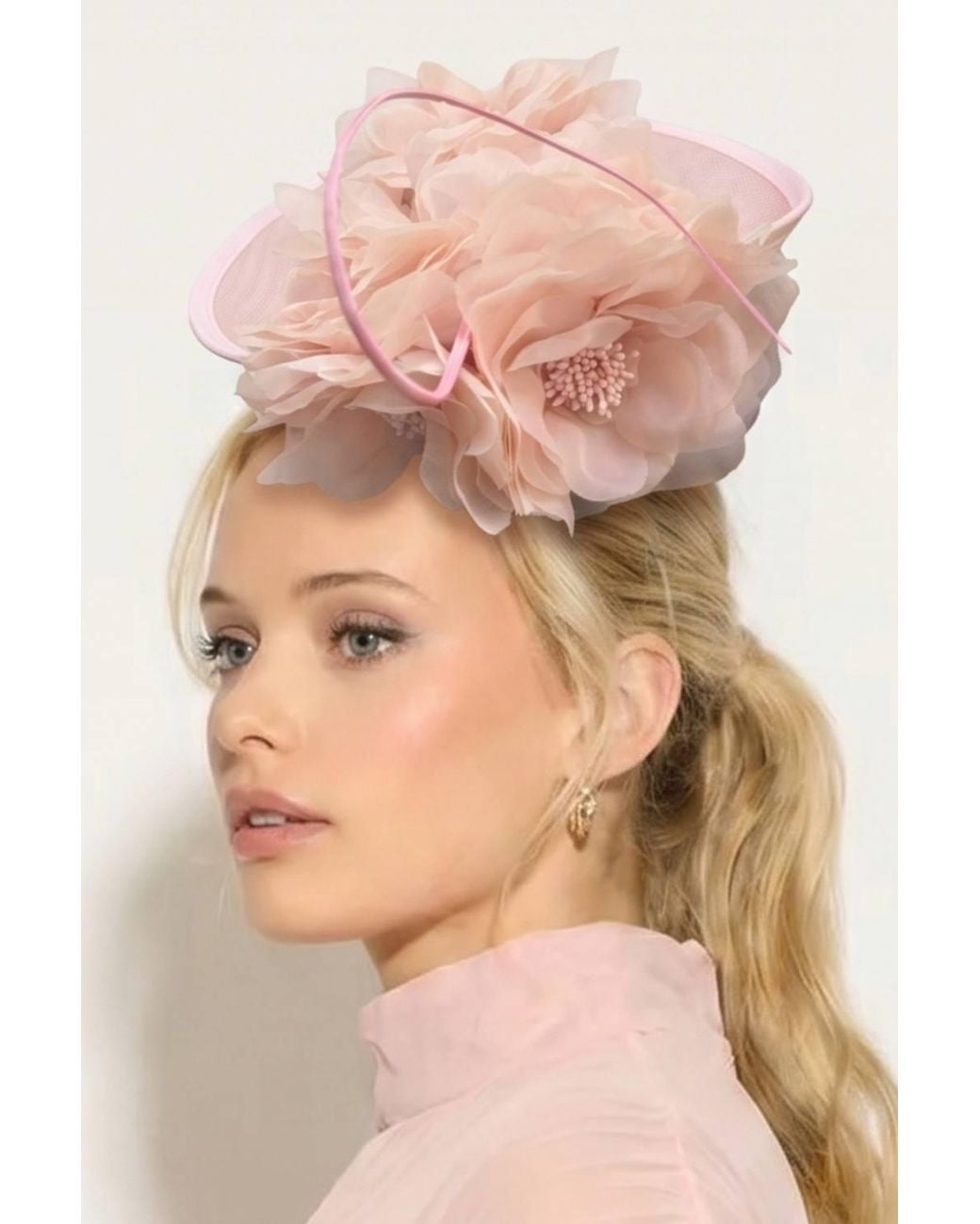 CY Pink Statement Floral Fascinator Headpiece