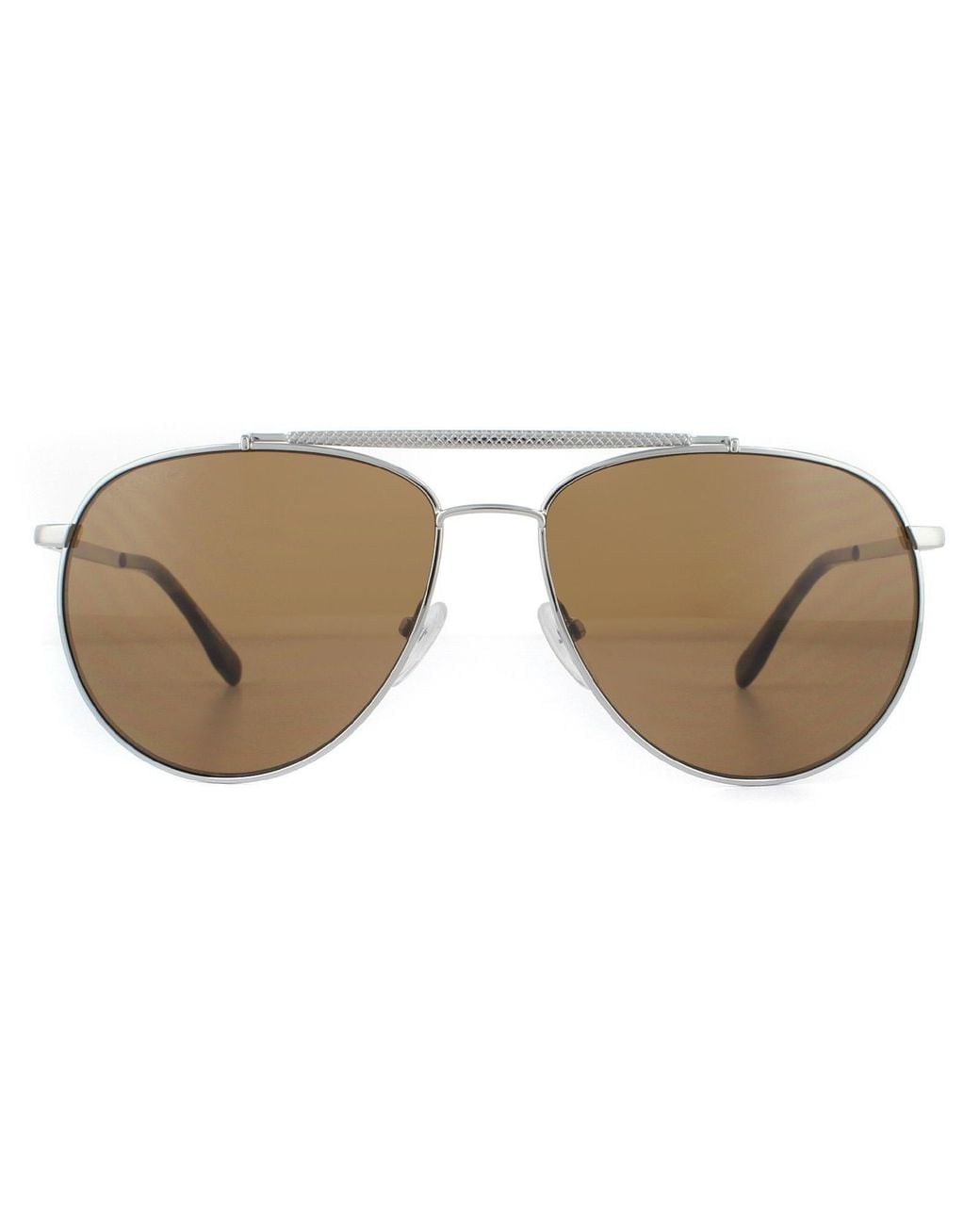 Lacoste Brown Aviator Gunmetal Sunglasses for men