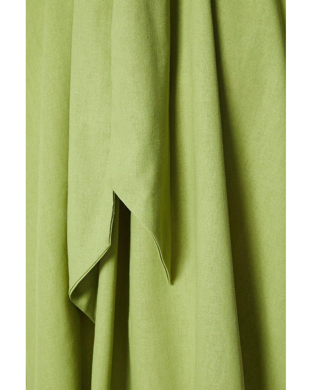 Wallis Green Linen Blend Belted Midi Dress