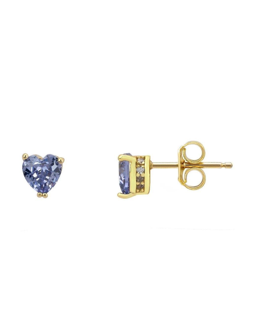 Latelita London Blue Asscher Cut Heart Stud Earrings Tanzanite
