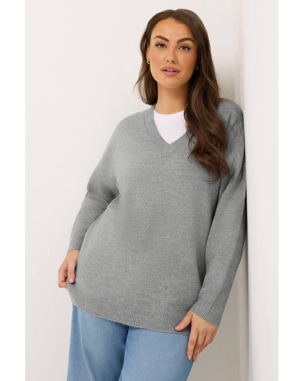 Yours Gray V-Neck Jumper