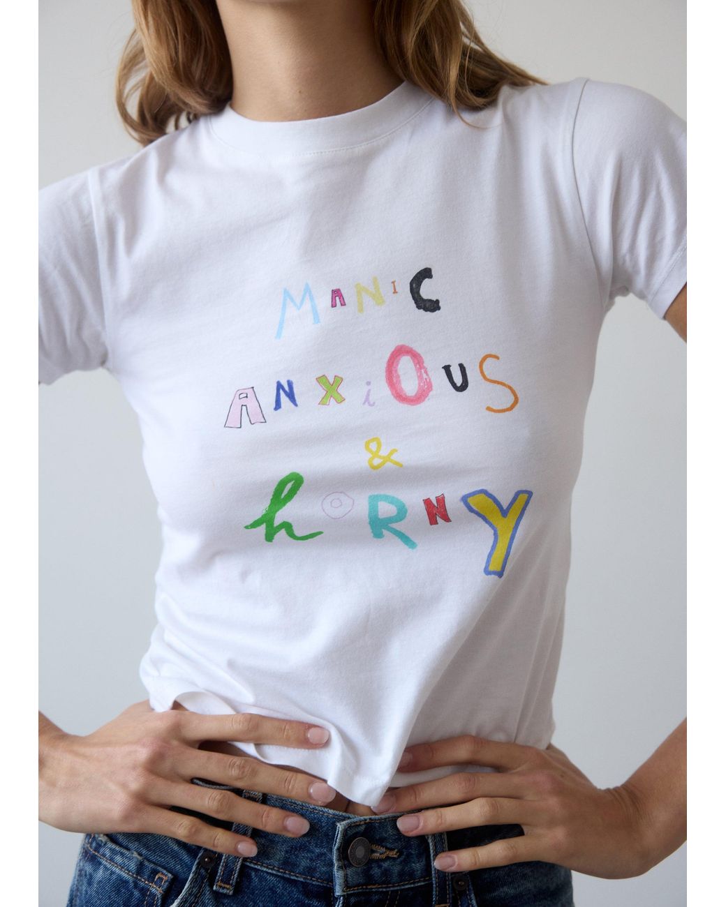 DEBUTE White Manic, Anxious & Horny Tee