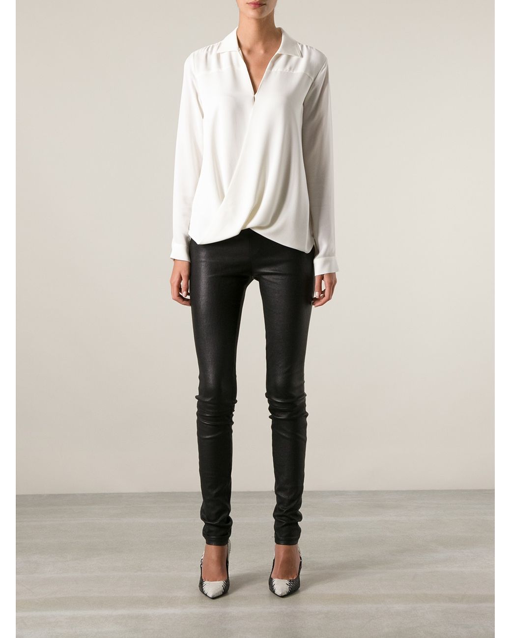 MICHAEL Michael Kors Draped Blouse in White | Lyst UK