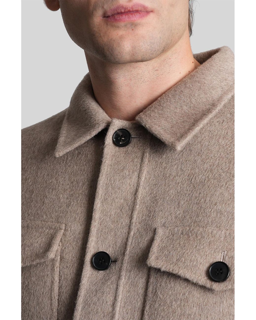 Grayed Natural Filed Jacket Casual Jacket In Beige Wool for men