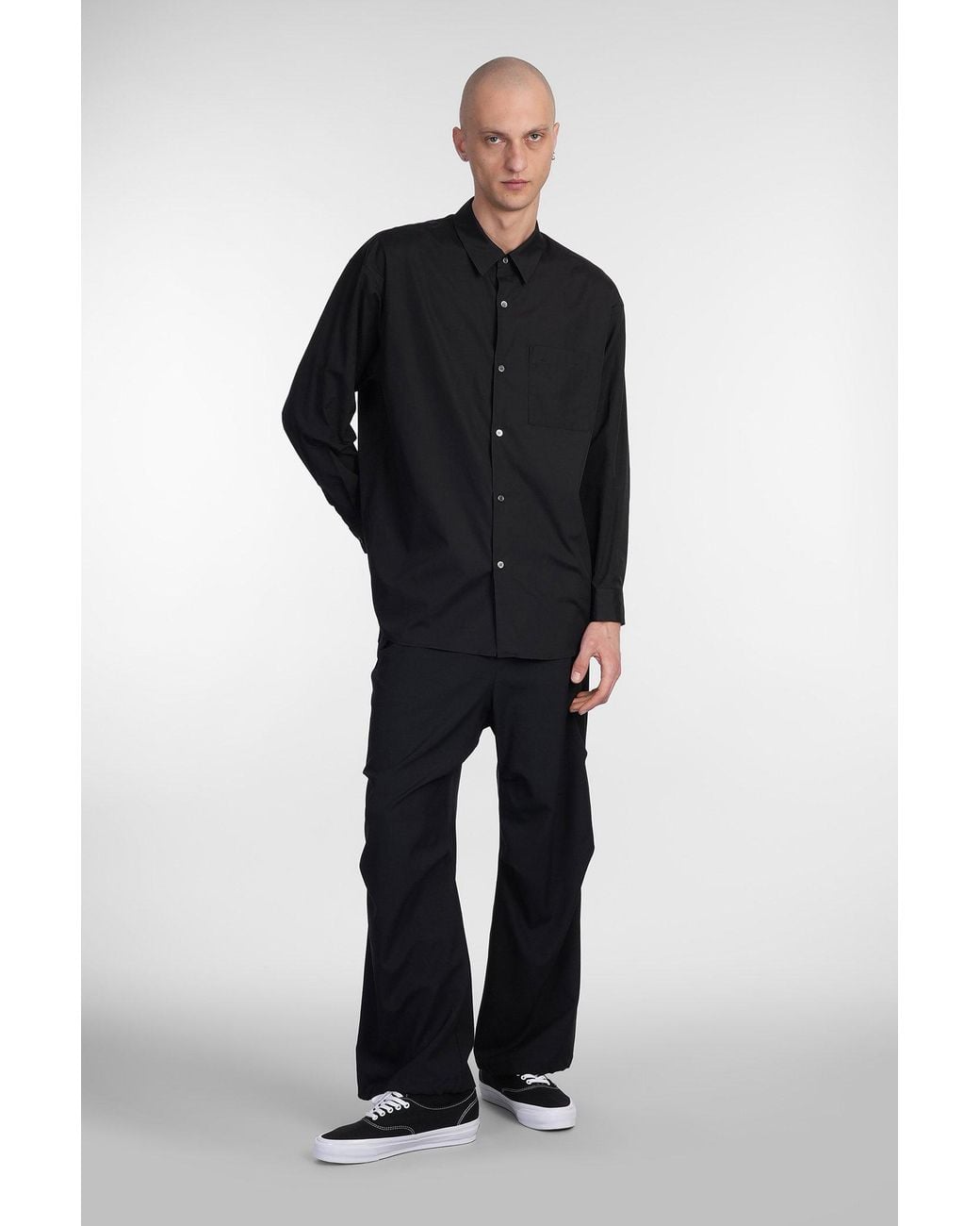 Camicia in Cotone Nero di Attachment in Black da Uomo