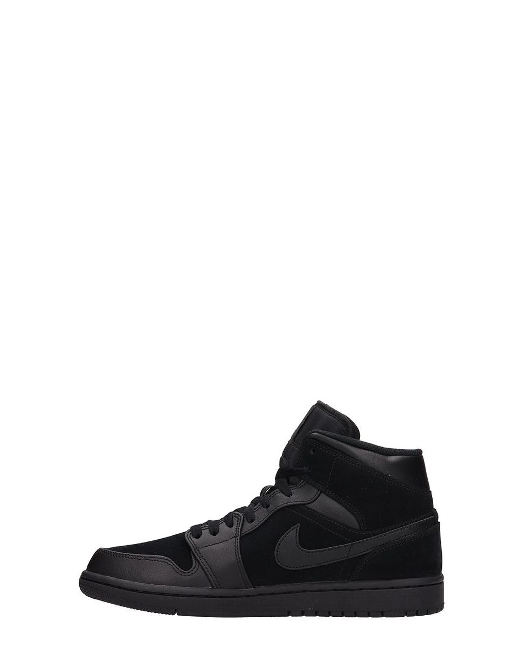 Nike Air Jordan 1 Mid Leather And Suede Sneakers in Black for Men | Lyst