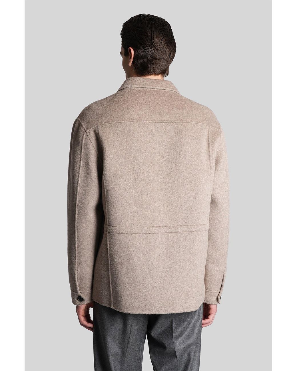 Grayed Natural Filed Jacket Casual Jacket In Beige Wool for men