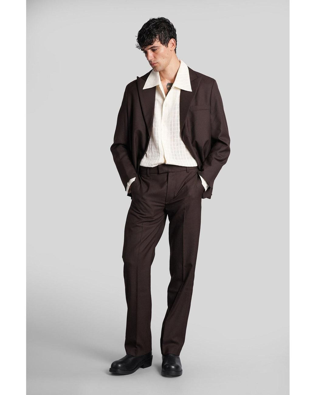 Séfr Black Mike Pants In Brown Polyester for men