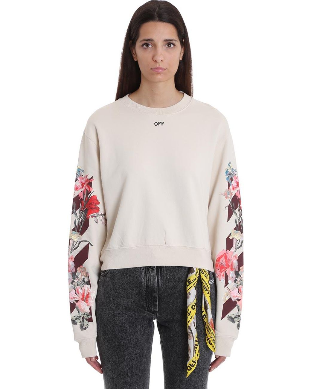 Off-white floral Cotton top