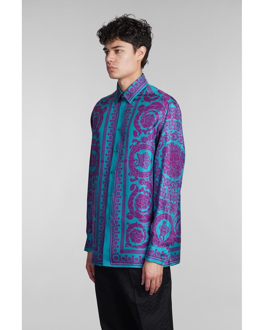 Camicia in Seta Viola da Uomo di Versace in Blu | Lyst