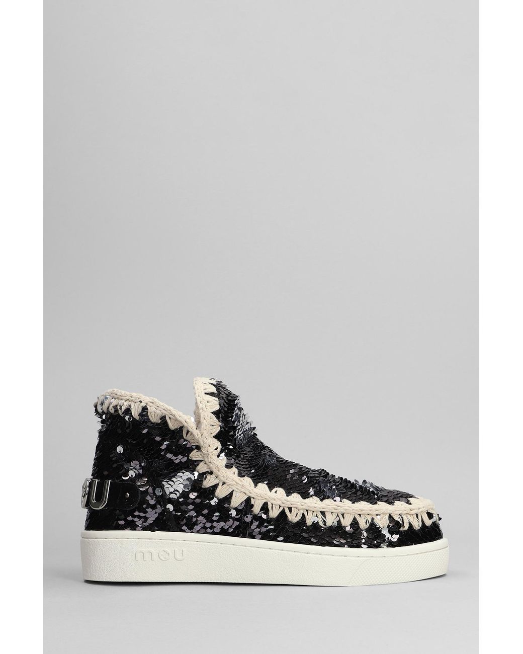 Mou Eskimo Sneaker Low Heels Ankle Boots In Black Synthetic Fibers in Gray  | Lyst
