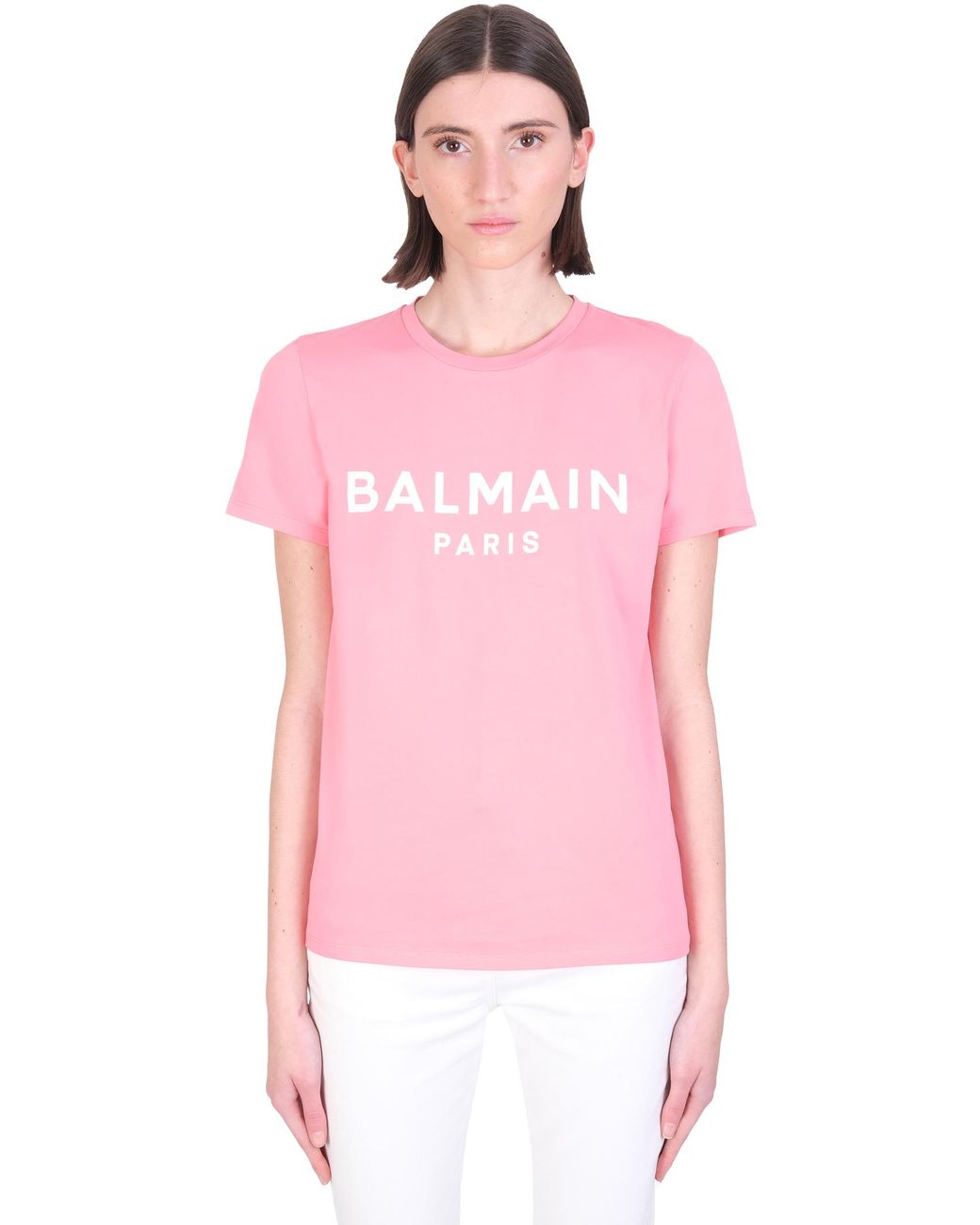 Balmain T-shirt In Rose-pink Cotton 
