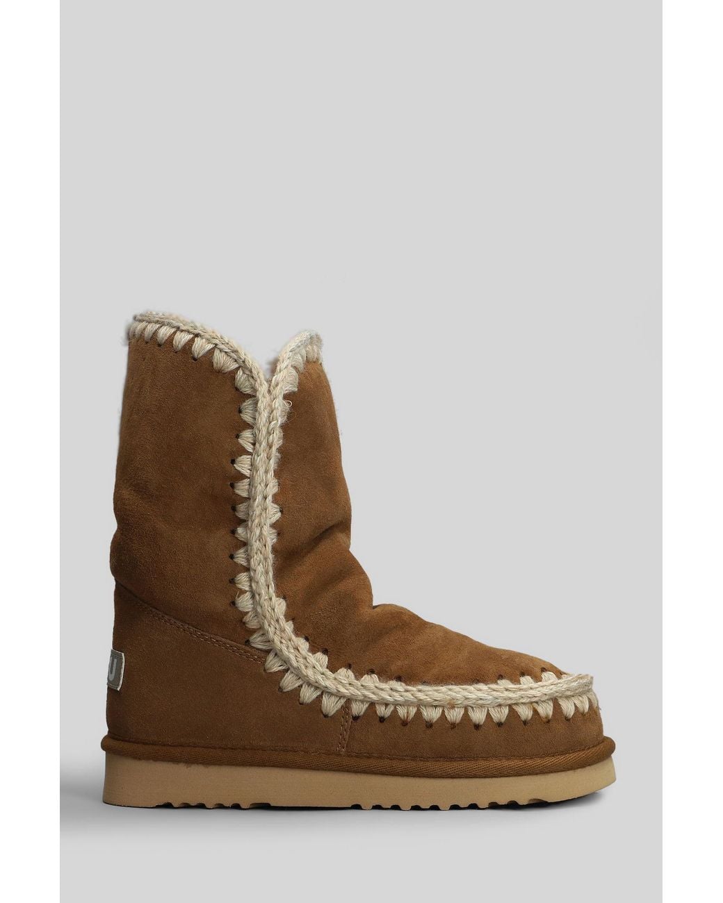Mou Color Mou Eskimo 24 Low Heels Ankle Boots In Leather Color Suede in Brown | Lyst