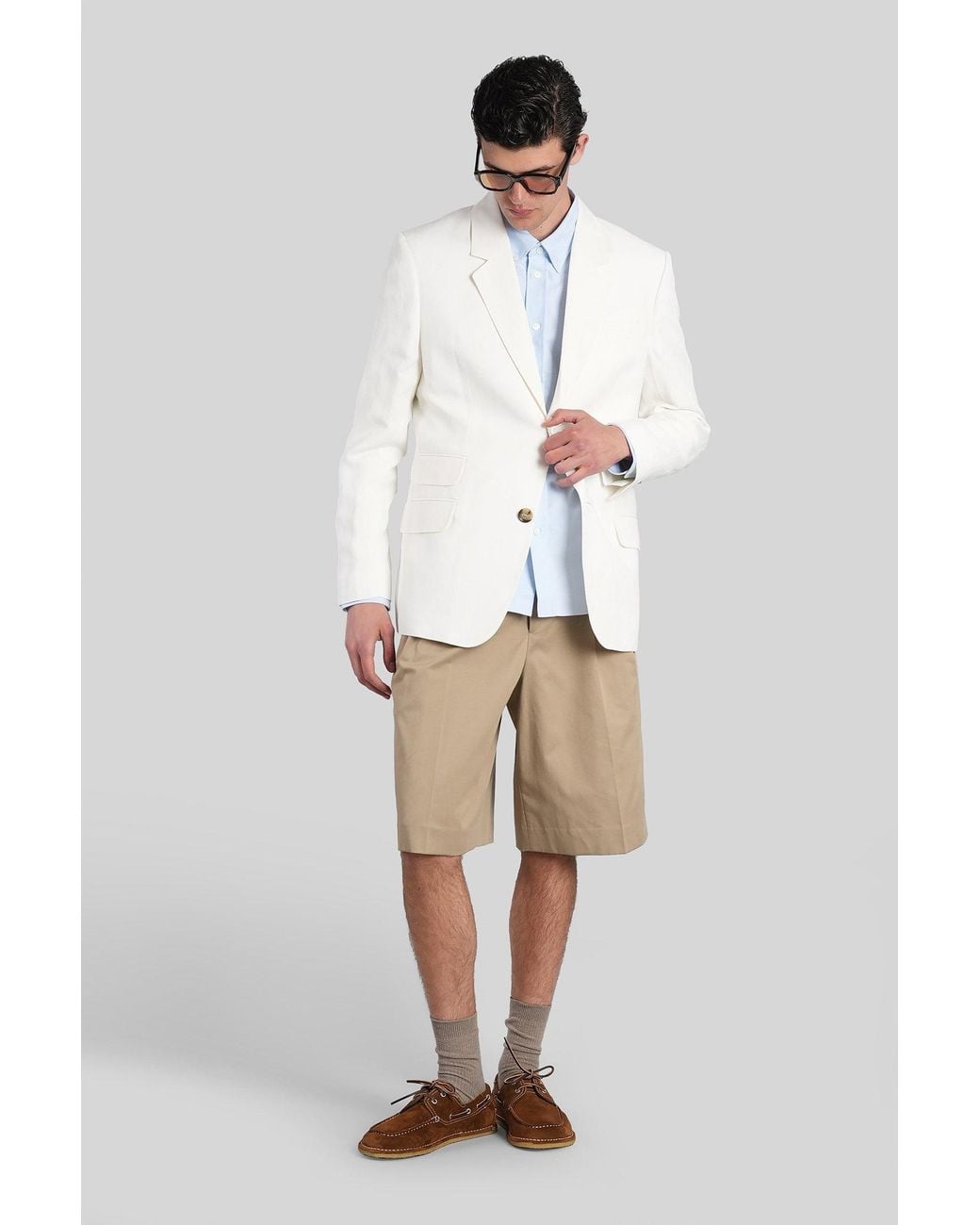 Camicia in Cotone Celeste di AMI in White da Uomo