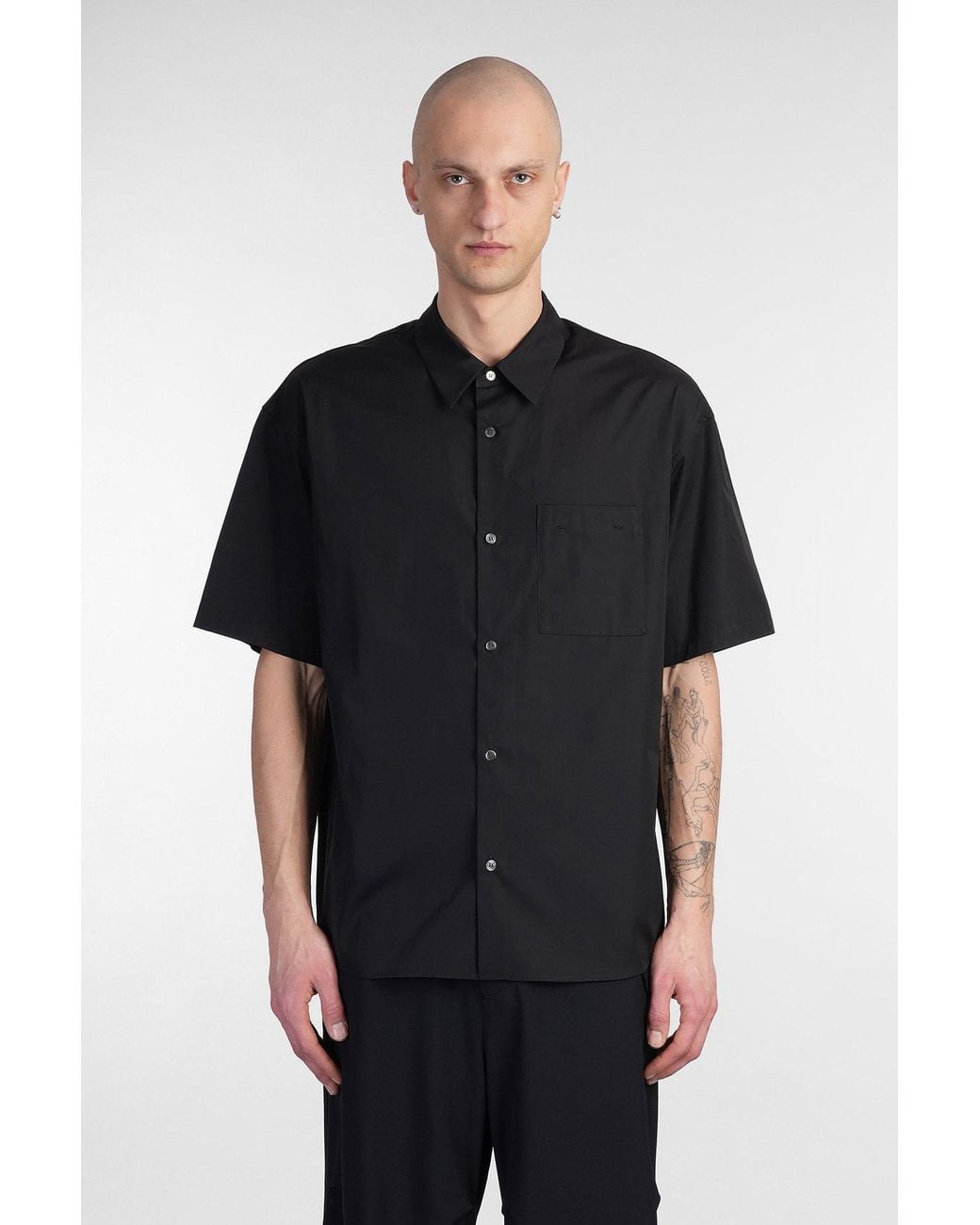 Camicia in Cotone Nero di Attachment in Black da Uomo