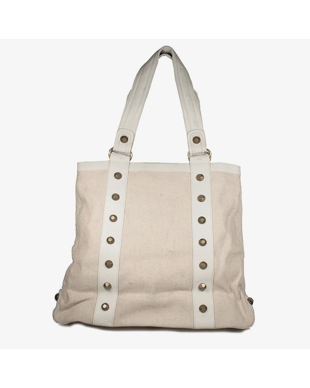 Dellamoda Handbag Colby Tote White Canvas Designer Bag (dm62) in Beige  (Natural) | Lyst