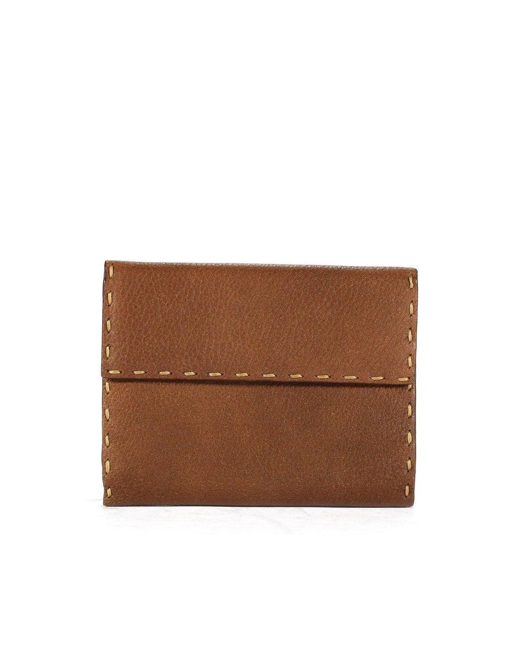 Fendi Women's Wallet Camel color Selleria Short leather designer 8M0145