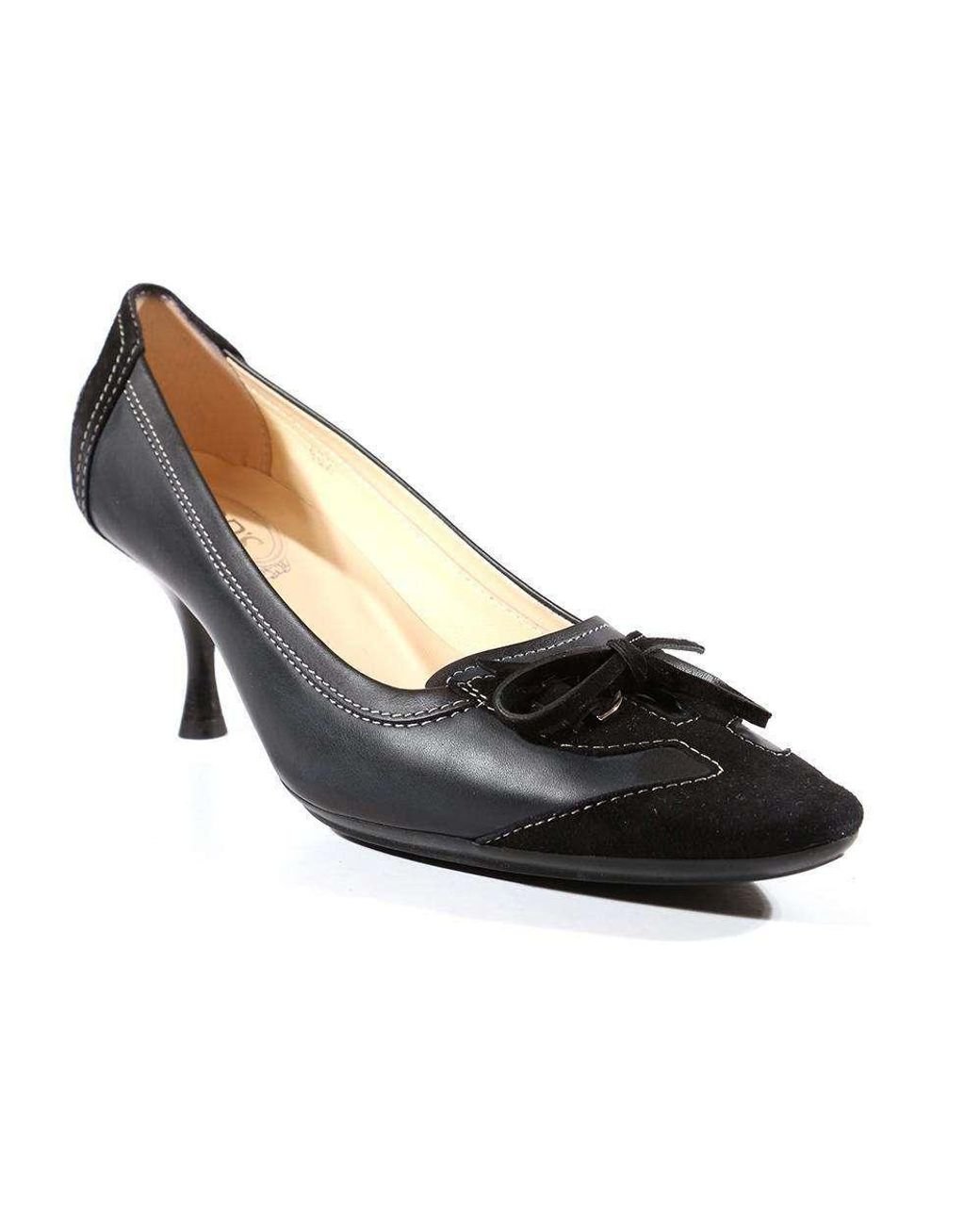 Tod's Tod's Designer Shoes Designer Leather Low Heel Pumps (tdw13) in Black  | Lyst
